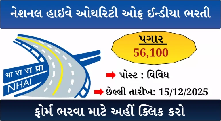 NHAI Recruitment 2025: નેશનલ હાઇવે ઓથોરિટી ઓફ ઇંડિયામાં ભરતી