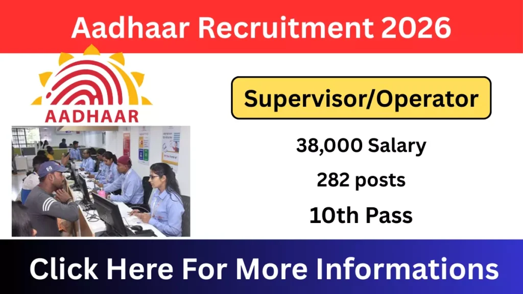 Aadhaar Supervisor/Operator Recruitment 2026